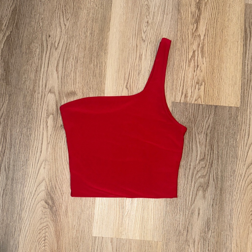 Better Be red one shoulder crop top size small
